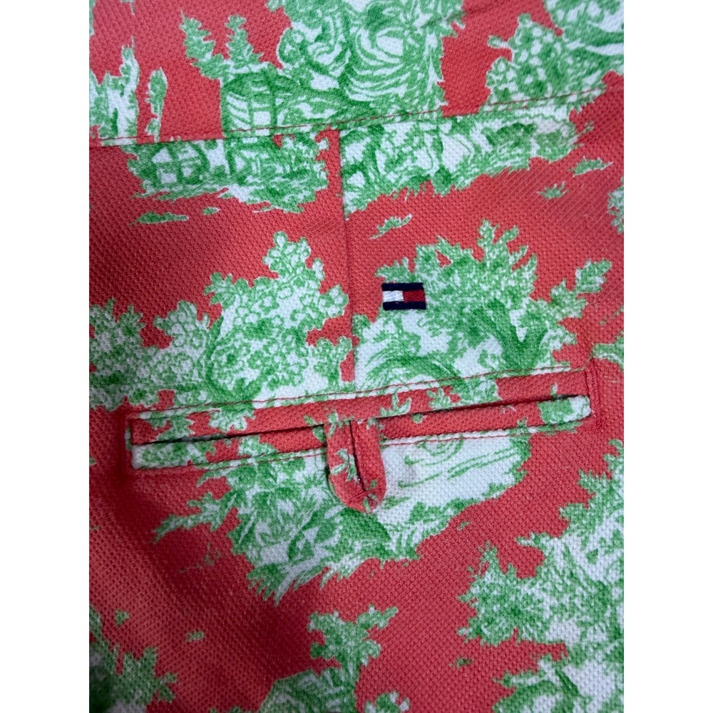 Tommy Hilfiger Shorts 12 Coral Green Toile Landscape Pique Preppy Excellent - Picture 4 of 5